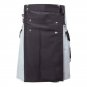 New Scottish Black And Grey 100% Cotton Men Utility Kilt