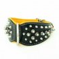 Logical Leather Yellow and Black Heavy Duty D Ring Pet Dogs And Puppies Collars