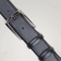 Black Emboss Men Leather Dress Belt Chrome Pin Buckle Waist Strap Belts