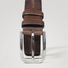 Brown Plain  Men Leather Dress Belt Sliver Finish Pin Buckle Waist Strap Belts