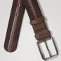 Brown Plain Men Leather Dress Belt Sliver Finish Pin Buckle Waist Strap Belts
