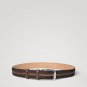 Brown Plain Men Leather Dress Belt Sliver Finish Pin Buckle Waist Strap Belts