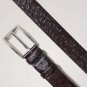 Dark Brown Ostrich Pattern Men Leather Dress Belt Sliver Finish Pin Buckle Waist Strap Belts
