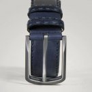 New Fashion Plain Blue Men Leather Dress Belt Sliver Finish Pin Buckle Waist Strap Belts