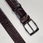 Brown Matt Crocodile Pattern Men Leather Dress Belt Grey Finish Pin Buckle Waist Strap Belts