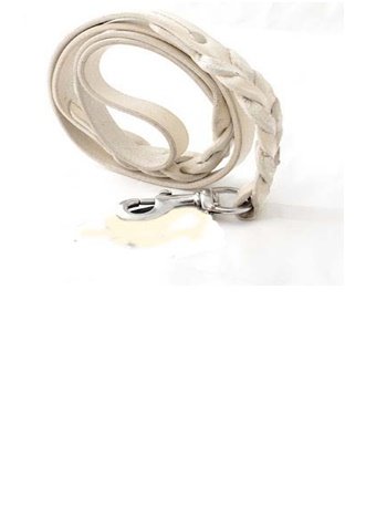 White Logical Leather Heavy Duty Braided for  Training ,Walking of Medium Large Puppy and Dog Lease