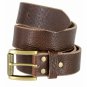 Brown Full Grain Men Leather Dress Belt Antique Brass Pin Buckle Waist Strap Belts