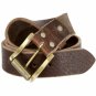 Brown Full Grain Men Leather Dress Belt Antique Brass Pin Buckle Waist Strap Belts