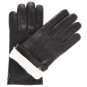 New Black Lambskin With White Fur Cuff Men Dress Leather Gloves
