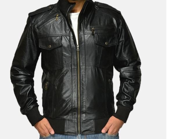 L Men Real Cowhide Black Racer Jacket, Bikers Motorcycle Leather Jacket Quilted Viscos Lining Jacket