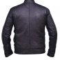 Men Real Cowhide Black Racer Jacket, Bikers Motorcycle Leather Jacket Quilted Fabric Jacket