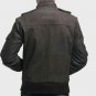 L Men's Brown Leather Bomber Jacket Motorbike suit Causal Zipper Long Sleeves Bomber Coat