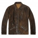 L Genuine Leather Fit Slim Real Biker Distressed Vintage Cowhide Brown Faux Leather Jacket