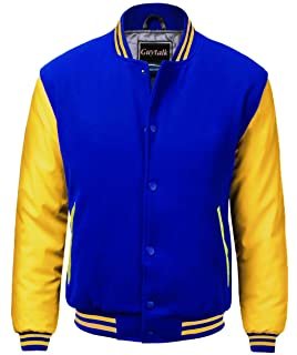 L size Yellow And Blue Letterman/Baseball/Club/High School/Custom Made Varsity Jacket