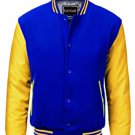 XXL size Yellow And Blue Letterman/Baseball/Club/High School/Custom Made Varsity Jacket