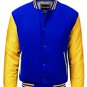 XXL size Yellow And Blue Letterman/Baseball/Club/High School/Custom Made Varsity Jacket