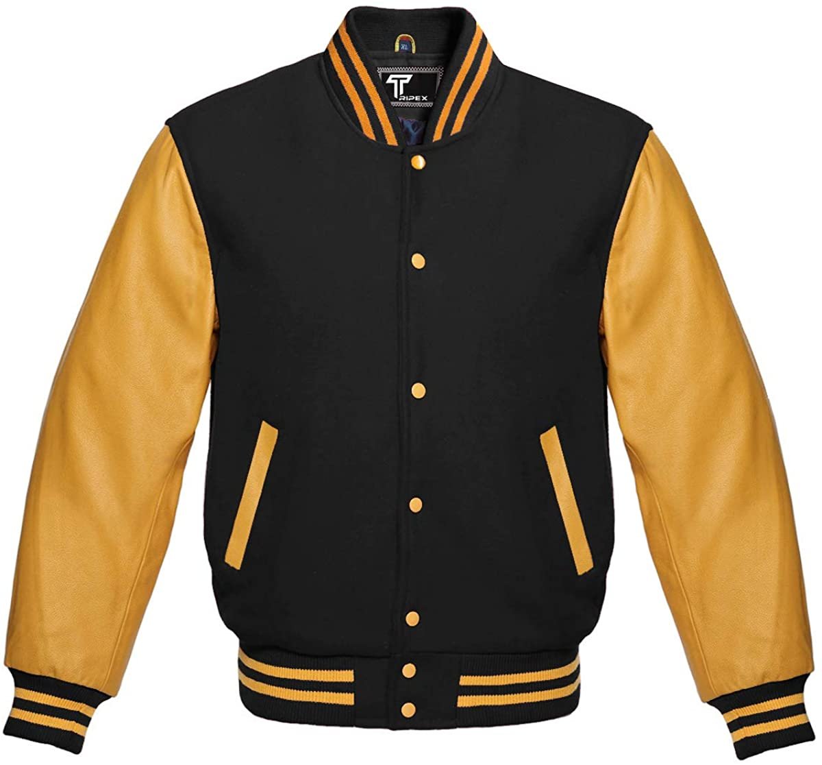 S size Golden And Black Letterman/Baseball/Club/High School/Custom Made Varsity Jacket