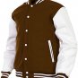 XL size Brown and White Letterman/Baseball/Club/High School/Custom Made Varsity  Jacket
