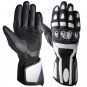 L Black And White Full Finger Motor Bike Racing Motor biker Leather Gloves With Eva Foam Protection