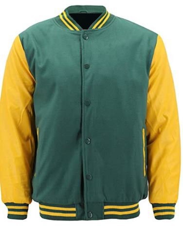 L size Yellow And Green Letterman/Baseball/Club/High School/Custom Made Varsity Jacket