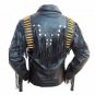 Men Hunter Style  Black And Brown Western Cowboy Suede Leather Jacket With Fringed Beaded work