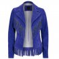 Western Women Suede Cowboy Brown Leather Jacket With Brown Fringe