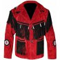 Men Suede Western Style Cowboy Leather Jacket With Fringe