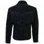 Men Western Cowboy Blue Premium Suede Leather Jacket With fringe Tassels