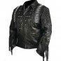 Men Hunter Style  Black  Western Cowboy Suede Leather Jacket With  Beaded work