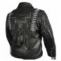 Men Hunter Style Black Western Cowboy Suede Leather Jacket With Beaded work