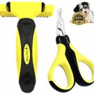 Cute Fluffy 2-IN-1 Professional Pet Grooming Kit - Pet Shedding Brush & Pet Nail Clippers