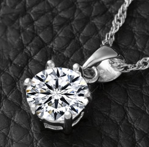 diamond silver plated pendant simple necklace female jewelry large diamond pendant hot sale