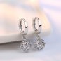 window silver plated magic square six diamond zircon earrings female models slim ear jewelry