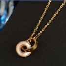 gold double ring buckle necklace female simple clavicle chain titanium steel accessories