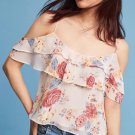 Anthropologie Harlyn Rosalyn Ruffled Cami XS S M Peach Floral NWT Retail $78