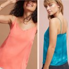 Anthropologie Scalloped Cami by Harlyn Turquoise Coral NWT XS S M Retail $48