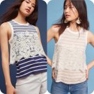 Anthropologie Laced Nautique Tank Navy & Nude Motifs XS S M L NWT Retail $68
