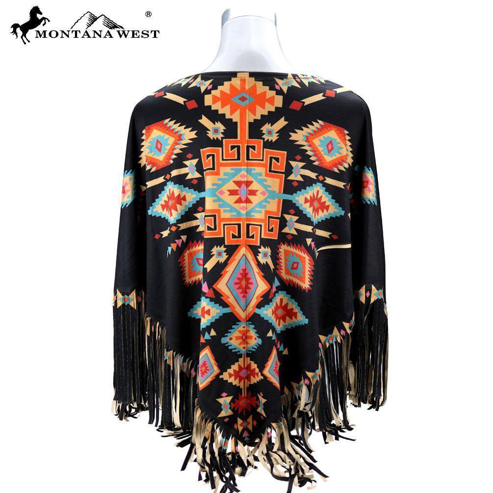 Poncho Montana West Serape - Multicolore - Franges - Plage/Piscine - Taille Unique