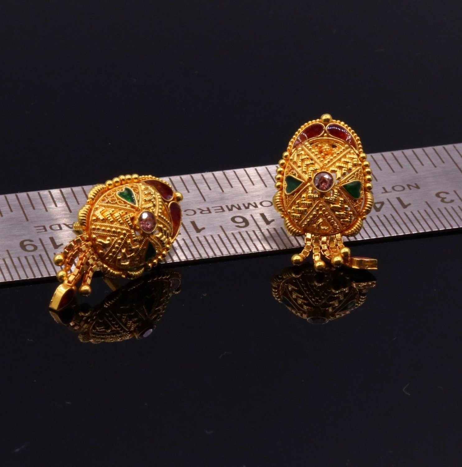 MEENA COLOR ENAMEL HANDMADE VINTAGE ETHNIC TRIBAL RAJASTHAN STUD ...