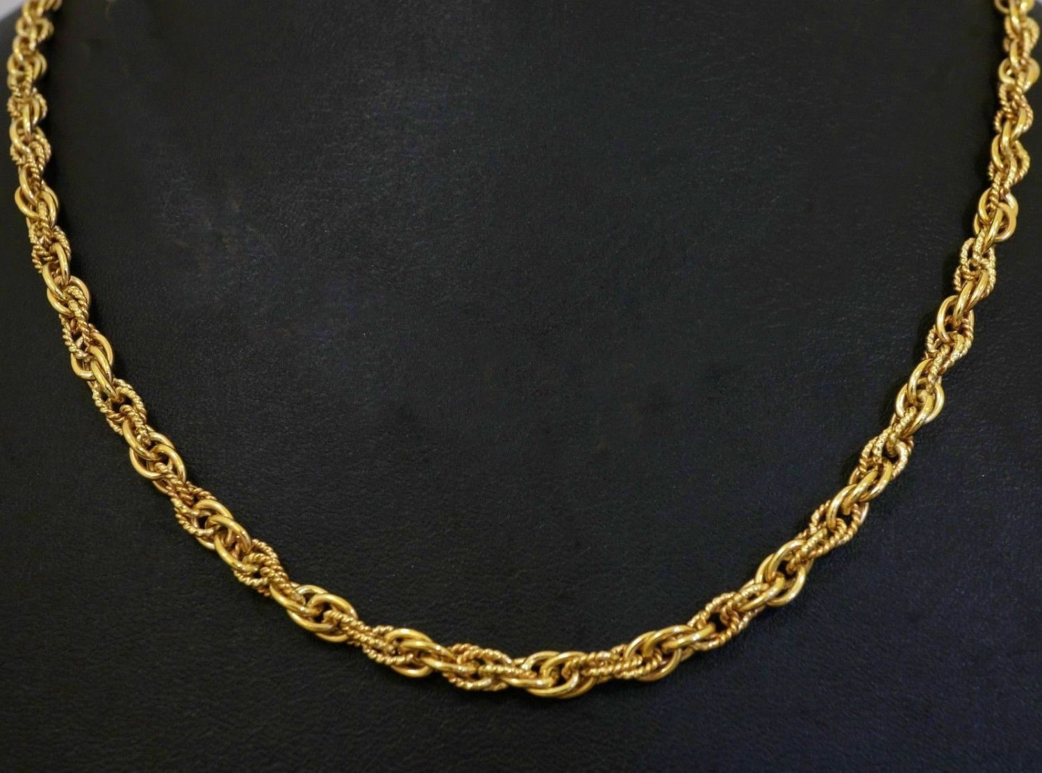 Unisex Man Women Fancy Link Chain 20k Yellow Gold Twist & Plain Pattern ...