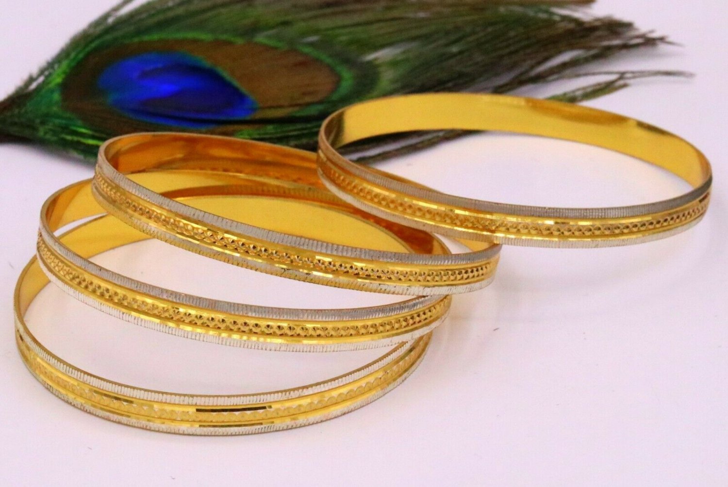 22K YELLOW GOLD DUBAI HANDMADE BANGLE BRACELET KANGAN SET BRIDAL