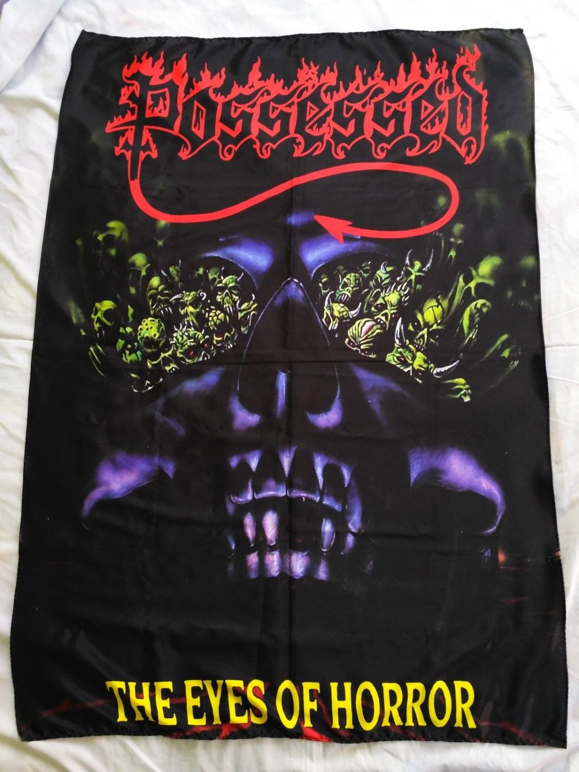 POSSESSED - The eyes of horror FLAG cloth poster Banner Thrash Death METAL Jeff Becerra Asphyx