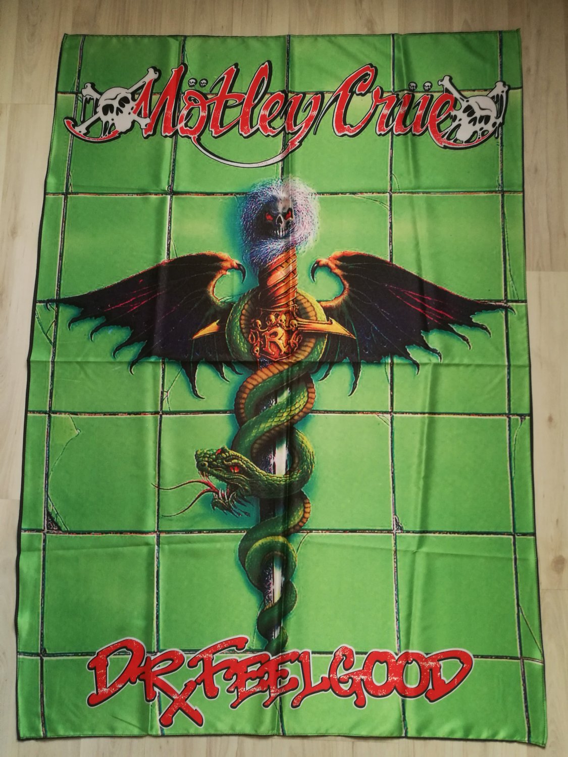 MOTLEY CRUE - Dr. Feel Good FLAG cloth POSTER Banner Heavy Glam METAL Poison