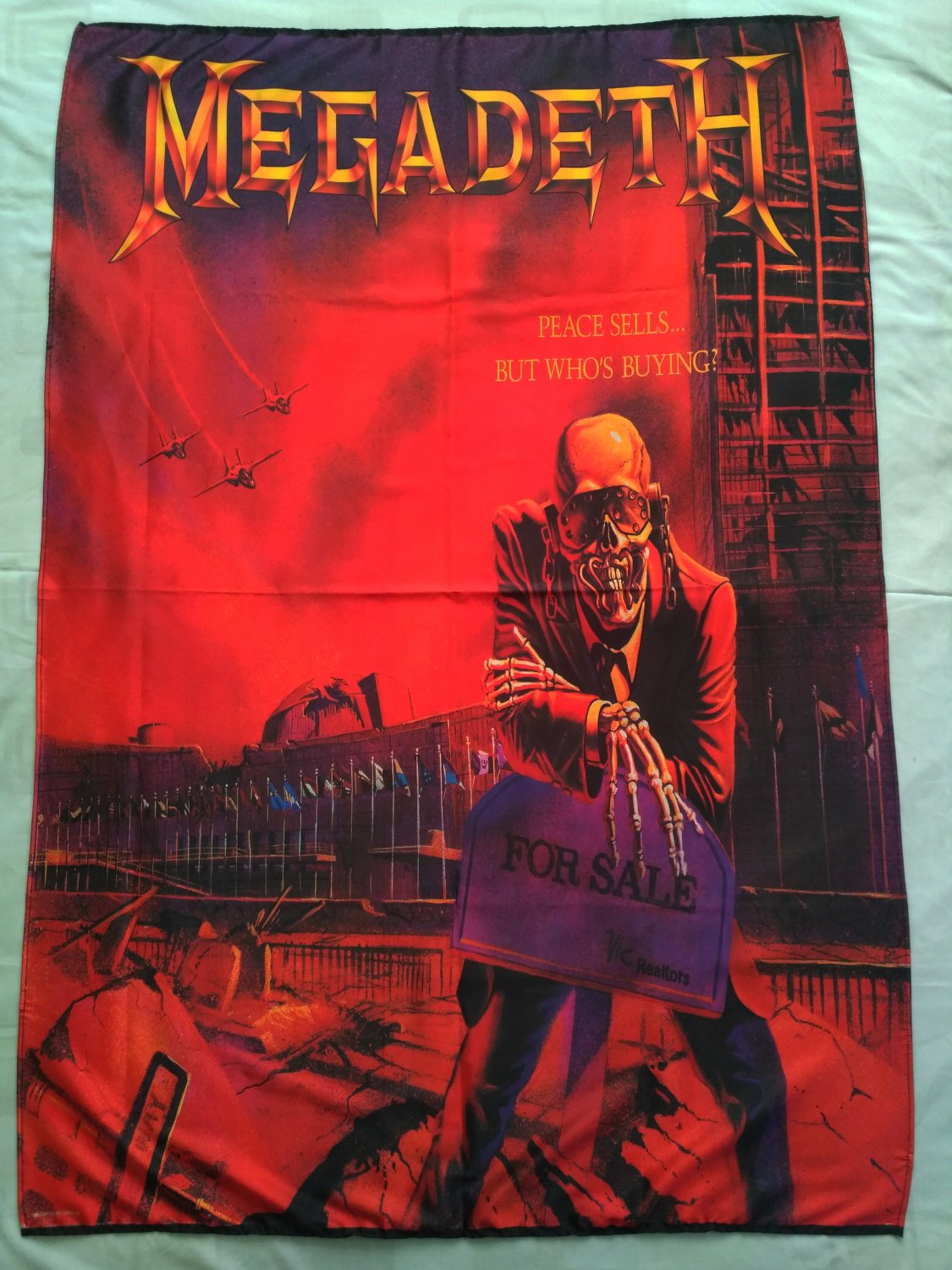 MEGADETH - Peace sells FLAG Thrash Metal cloth poster Dave Mustaine Speed metal