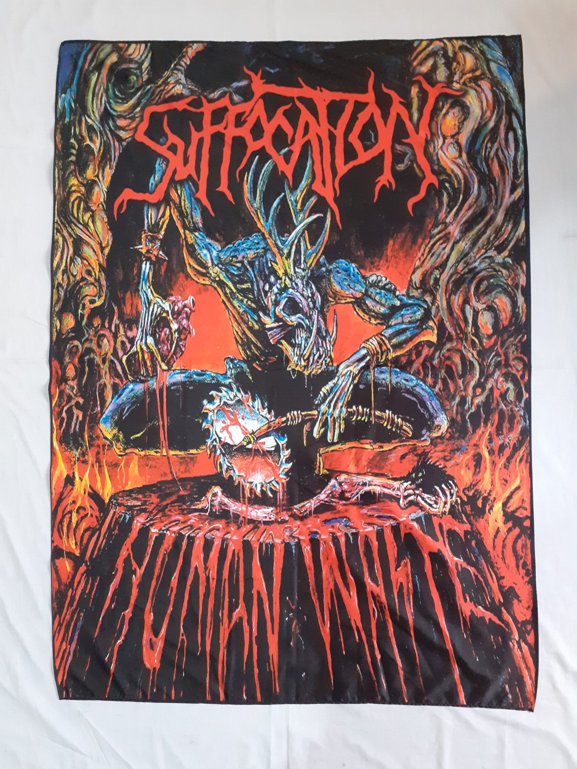 SUFFOCATION - Human waste FLAG cloth poster banner Death METAL Cannibal Corpse