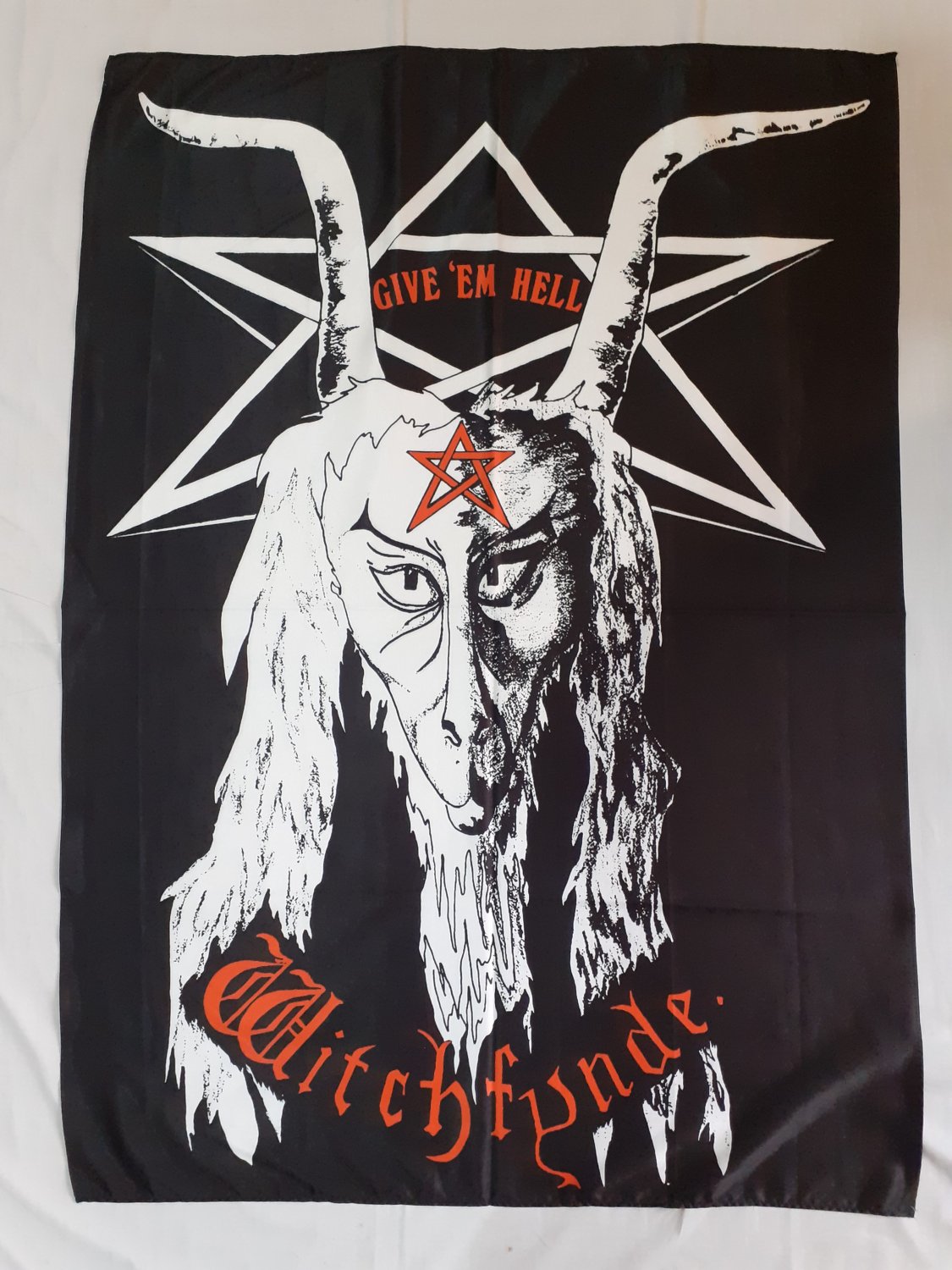 WITCHFYNDE - Give 'em hell FLAG Heavy metal cloth poster NWOBHM Angel witch Tokyo blade