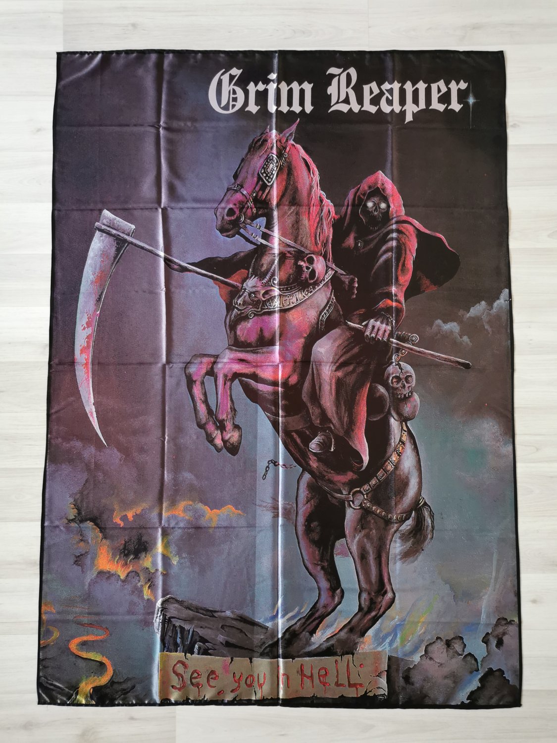 GRIM REAPER - See you in hell FLAG Heavy metal cloth poster NWOBHM