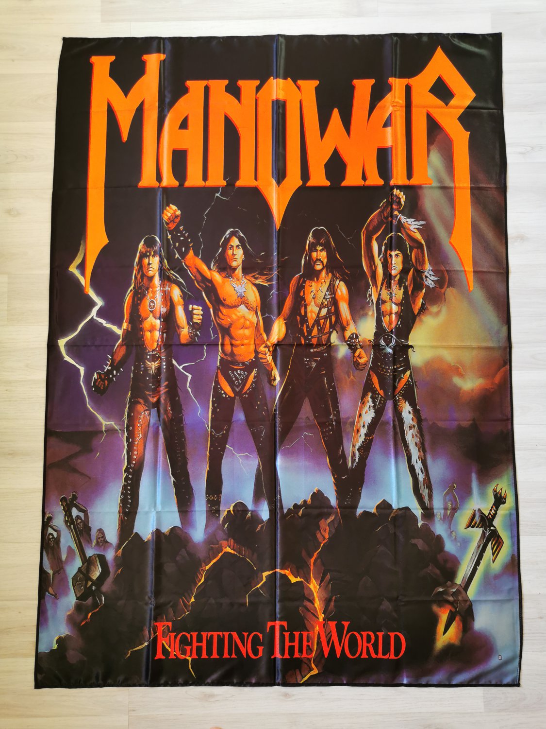MANOWAR - Fighting the world FLAG Heavy metal cloth poster Power metal