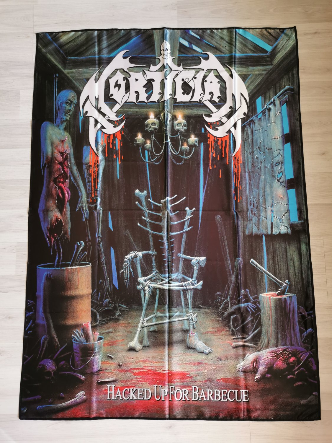 MORTICIAN - Hacked up for the barbecue FLAG Death metal cloth poster Deathgrind