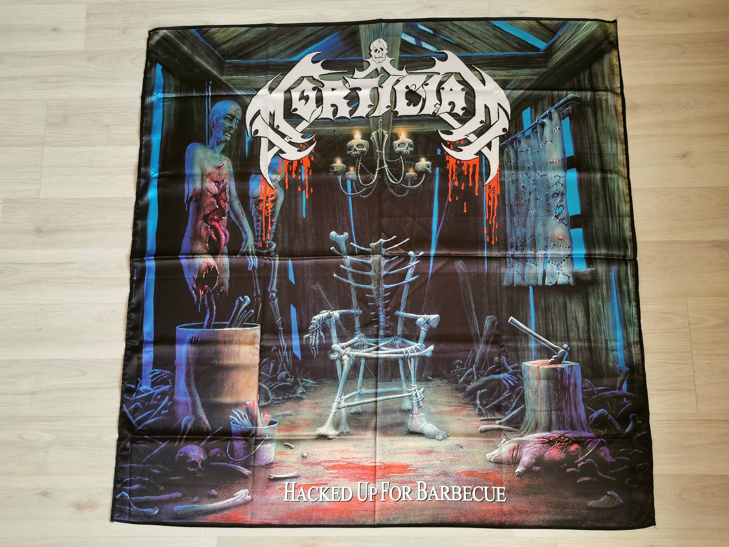 MORTICIAN - Hacked up for the barbecue FLAG Death metal cloth poster Banner Napalm Death Deathgrind